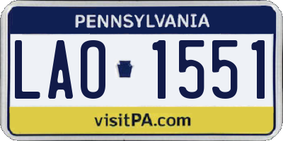 PA license plate LAO1551