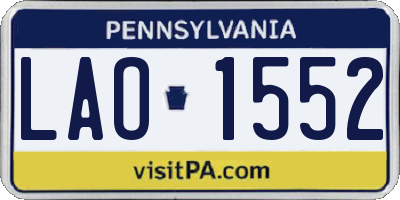 PA license plate LAO1552