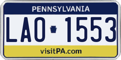 PA license plate LAO1553