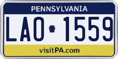PA license plate LAO1559