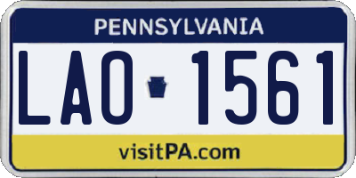 PA license plate LAO1561