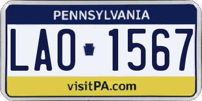 PA license plate LAO1567