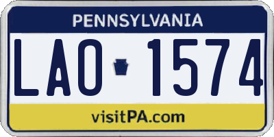 PA license plate LAO1574