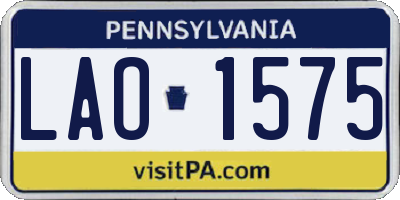 PA license plate LAO1575