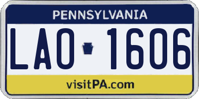 PA license plate LAO1606