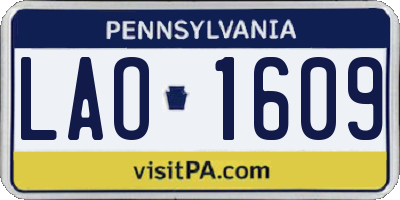 PA license plate LAO1609