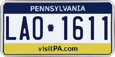 PA license plate LAO1611