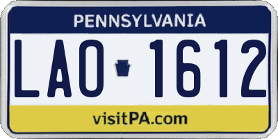 PA license plate LAO1612