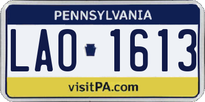 PA license plate LAO1613