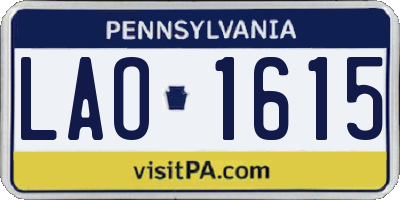 PA license plate LAO1615