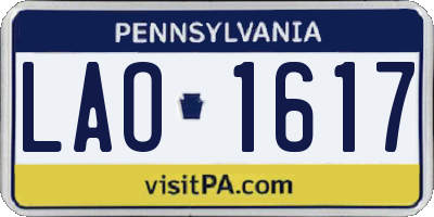 PA license plate LAO1617