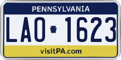 PA license plate LAO1623