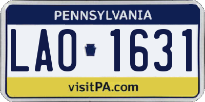 PA license plate LAO1631