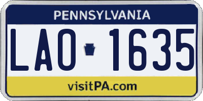 PA license plate LAO1635