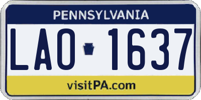 PA license plate LAO1637
