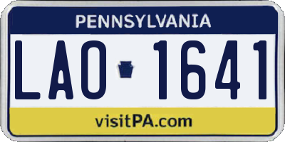 PA license plate LAO1641