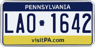PA license plate LAO1642