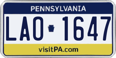 PA license plate LAO1647