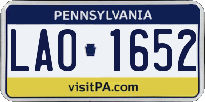 PA license plate LAO1652