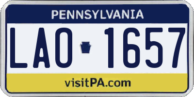PA license plate LAO1657