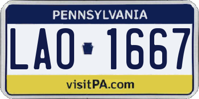 PA license plate LAO1667