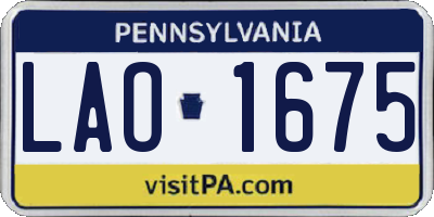 PA license plate LAO1675