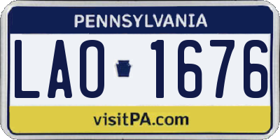 PA license plate LAO1676