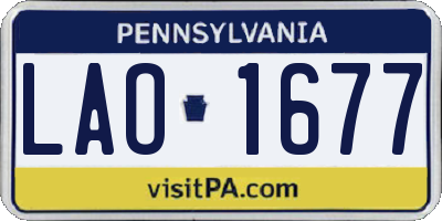 PA license plate LAO1677