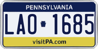 PA license plate LAO1685