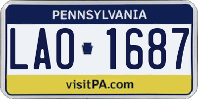 PA license plate LAO1687