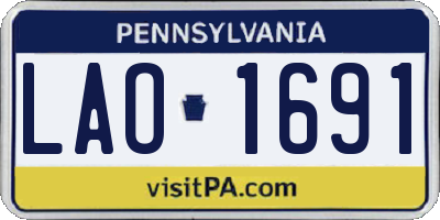 PA license plate LAO1691
