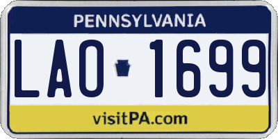 PA license plate LAO1699