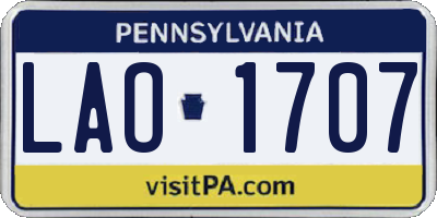 PA license plate LAO1707