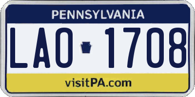 PA license plate LAO1708