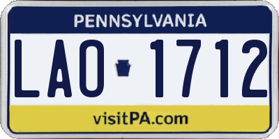 PA license plate LAO1712