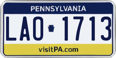 PA license plate LAO1713