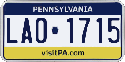 PA license plate LAO1715