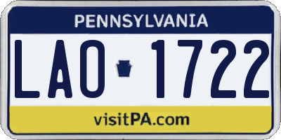 PA license plate LAO1722