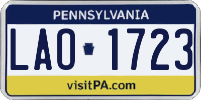 PA license plate LAO1723