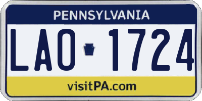 PA license plate LAO1724