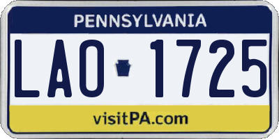 PA license plate LAO1725