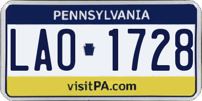 PA license plate LAO1728
