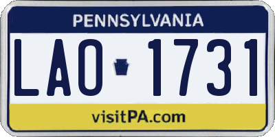PA license plate LAO1731