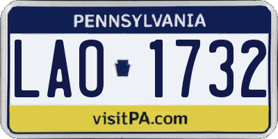 PA license plate LAO1732