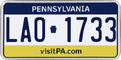 PA license plate LAO1733