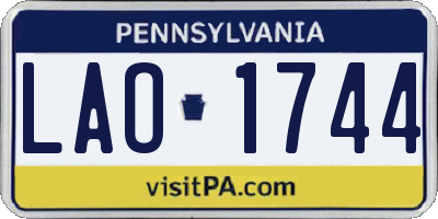PA license plate LAO1744