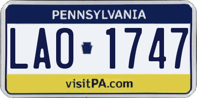 PA license plate LAO1747