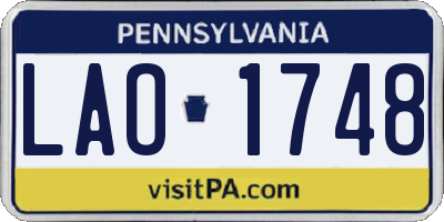 PA license plate LAO1748