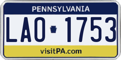 PA license plate LAO1753