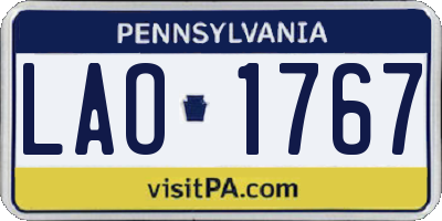 PA license plate LAO1767